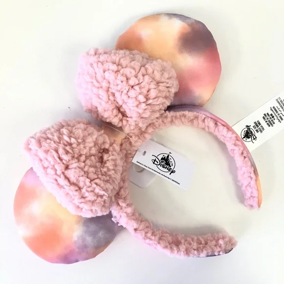 Disney Fuzzy Tie Dye Cozy Sherpa Pastel Colors Minnie Ears Headband - NEW - Picture 1 of 2